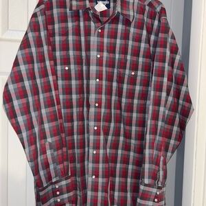 Wrangler Men's Red and Gray Checkered Shirt